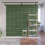 Art Deco Floral Tiles in Emerald Green and Faux Gold Wall Mural Gallery Image 1