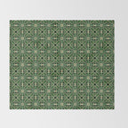Art Deco Floral Tiles in Emerald Green and Faux Gold Throw Blanket Gallery Image 2
