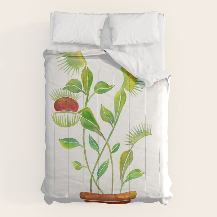 Venus Fly Trap Watercolor Comforter Gallery Image 6