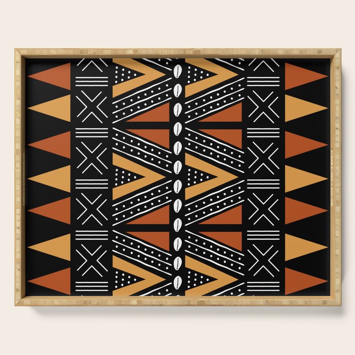 African Mud Cloth Abstract Fabric Art Serving Tray Gallery Image 1