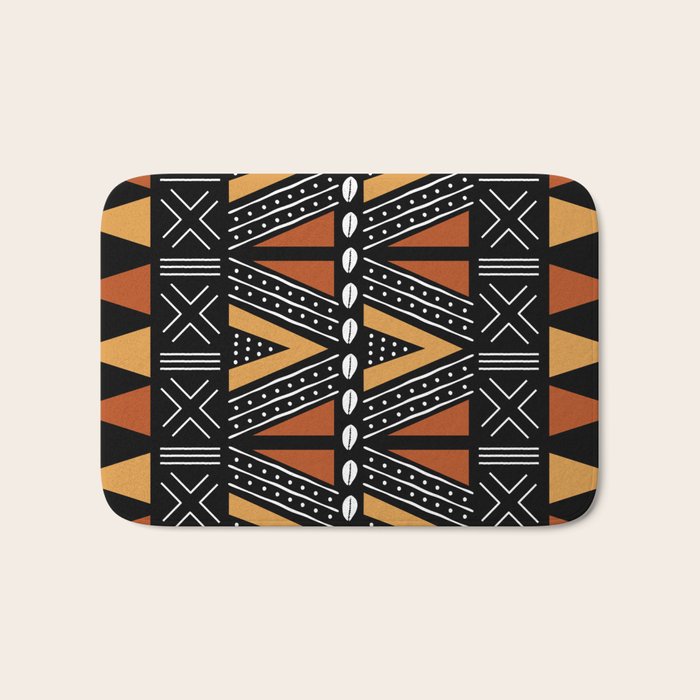 African Mud Cloth Abstract Fabric Art Bath Mat Gallery Image 1