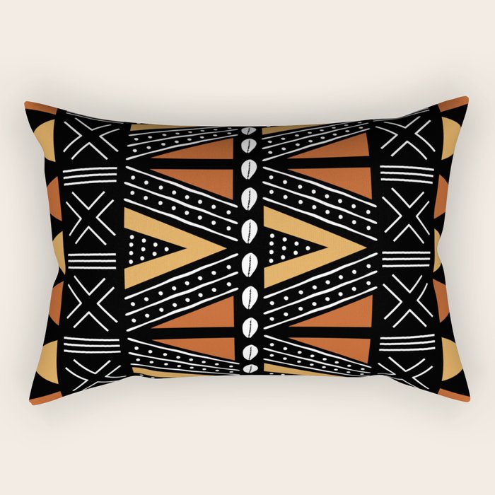 African Mud Cloth Abstract Fabric Art Rectangular Pillow Gallery Image 1