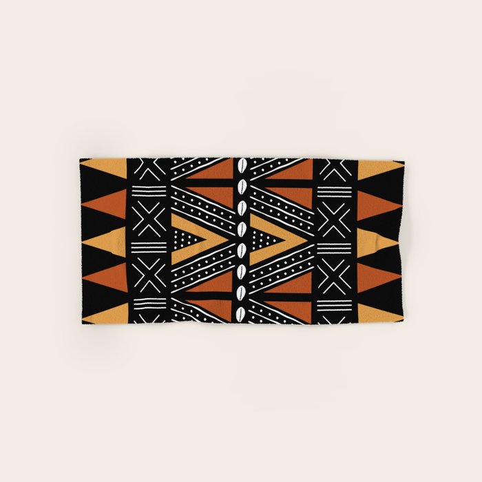 African Mud Cloth Abstract Fabric Art Bath Towel Gallery Image 1