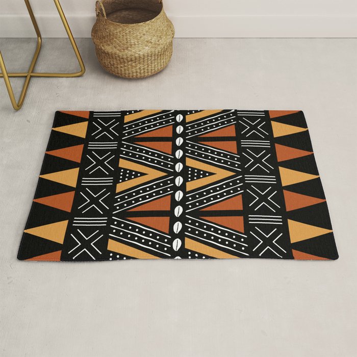 African Mud Cloth Abstract Fabric Art Rug Gallery Image 1