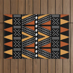 African Mud Cloth Abstract Fabric Art Outdoor Rug Gallery Image 1