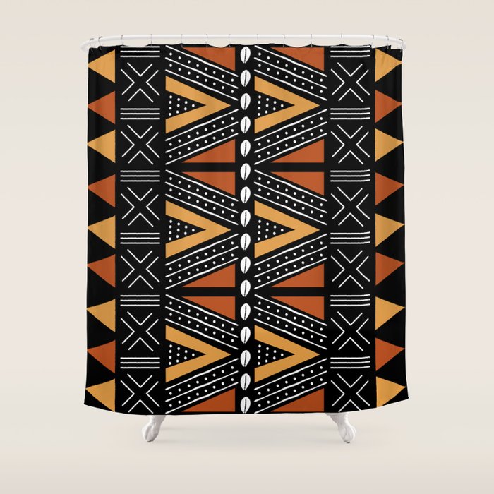 African Mud Cloth Abstract Fabric Art Shower Curtain Gallery Image 1