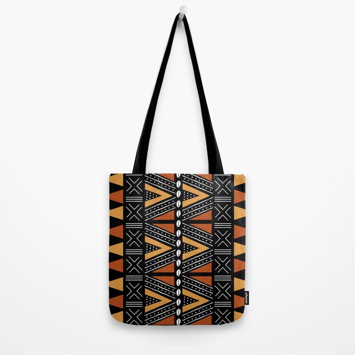 African Mud Cloth Abstract Fabric Art Tote Bag Gallery Image 2