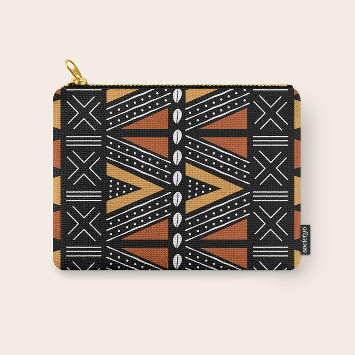 African Mud Cloth Abstract Fabric Art Carry All Pouch Gallery Image 1