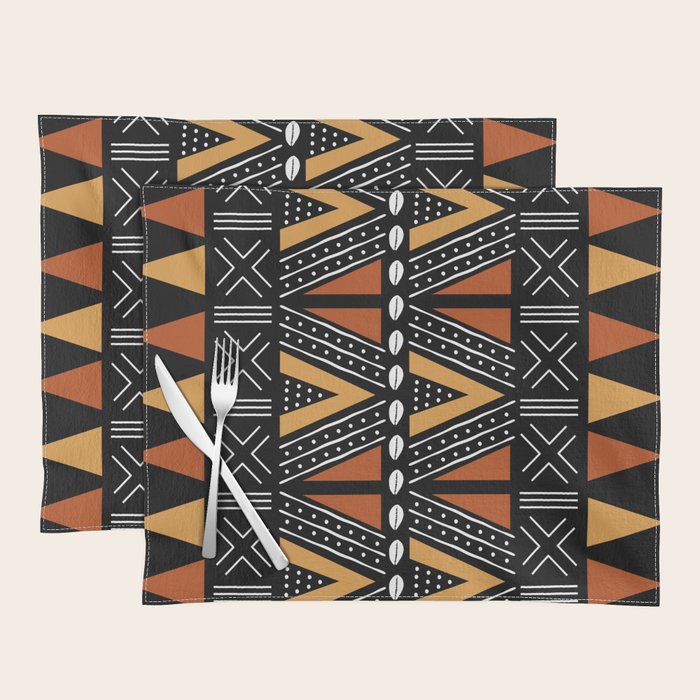 African Mud Cloth Abstract Fabric Art Placemat Gallery Image 1