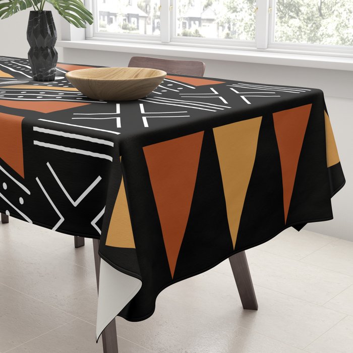 African Mud Cloth Abstract Fabric Art Tablecloth Gallery Image 3