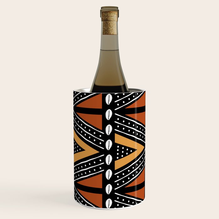 African Mud Cloth Abstract Fabric Art Wine Chiller Gallery Image 1