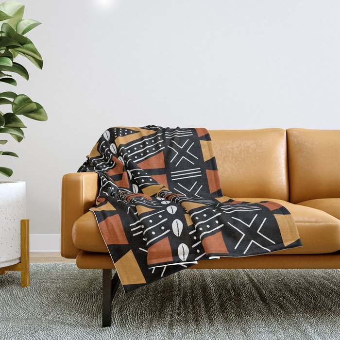 African Mud Cloth Abstract Fabric Art Throw Blanket Gallery Image 1