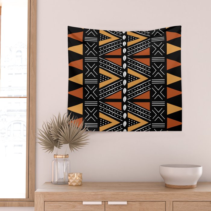 African Mud Cloth Abstract Fabric Art Wall Tapestry Gallery Image 2