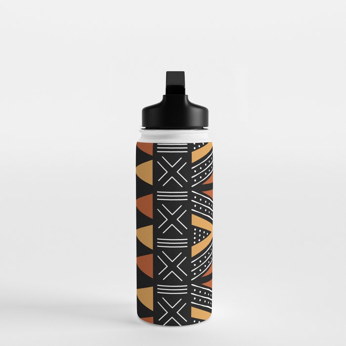African Mud Cloth Abstract Fabric Art Water Bottle Gallery Image 3