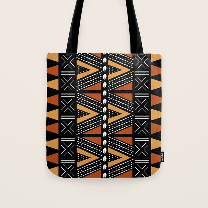 African Mud Cloth Abstract Fabric Art Tote Bag Gallery Image 1