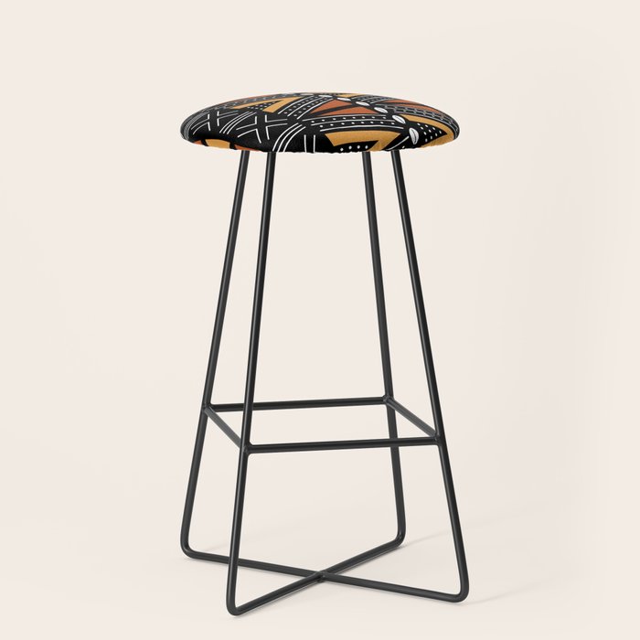 African Mud Cloth Abstract Fabric Art Stool Gallery Image 1