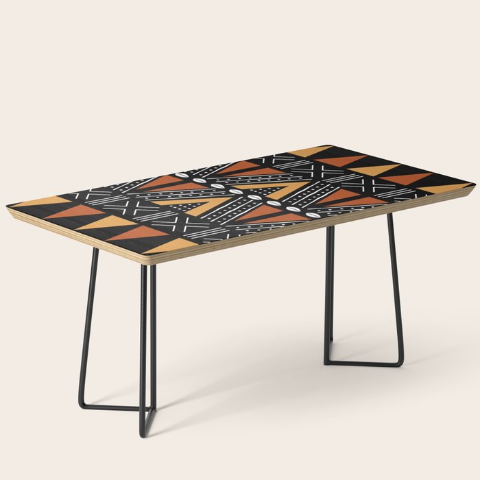 African Mud Cloth Abstract Fabric Art Coffee Table Gallery Image 1