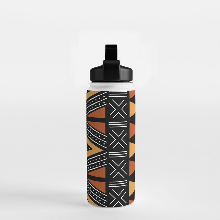 African Mud Cloth Abstract Fabric Art Water Bottle Gallery Image 2