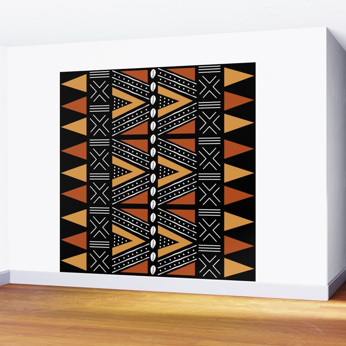 African Mud Cloth Abstract Fabric Art Wall Mural Gallery Image 2