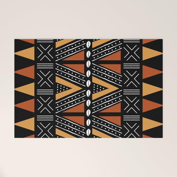 African Mud Cloth Abstract Fabric Art Welcome Mat Gallery Image 1