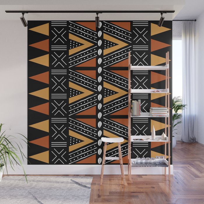 African Mud Cloth Abstract Fabric Art Wall Mural Gallery Image 1