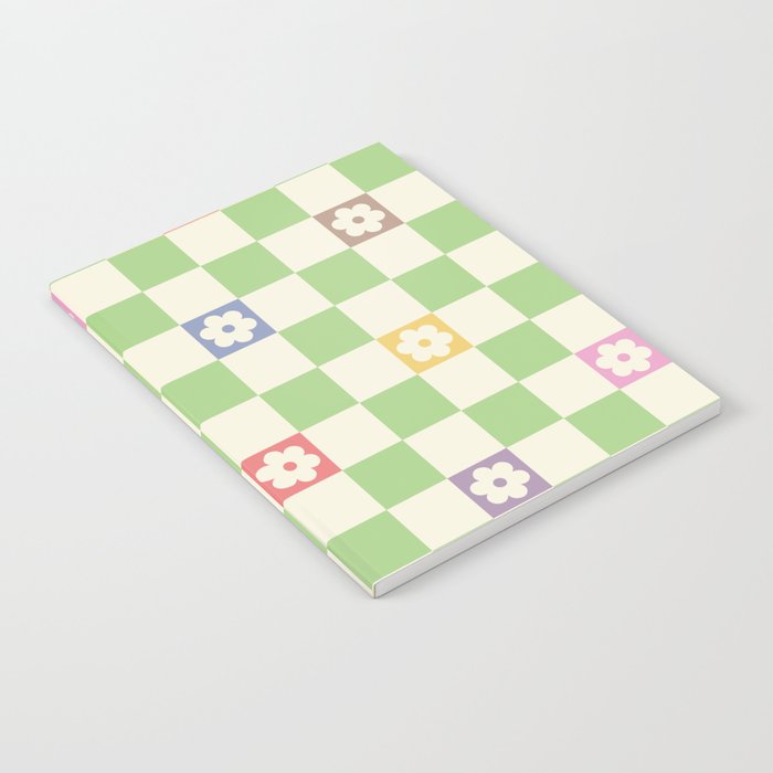 Colorful Flowers Green Check  Notebook Gallery Image 1