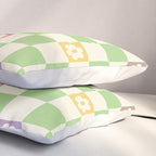Colorful Flowers Green Check  Pillow Sham Gallery Image 3