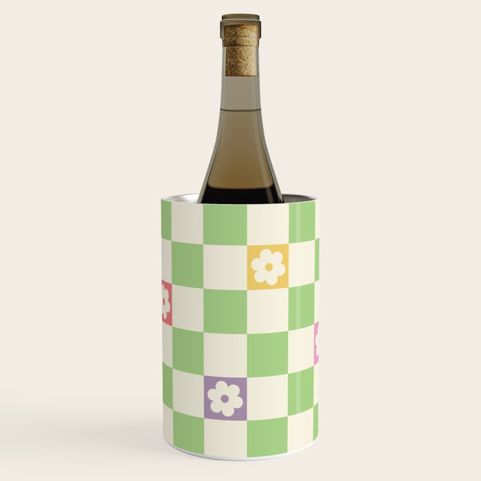 Colorful Flowers Green Check  Wine Chiller Gallery Image 3