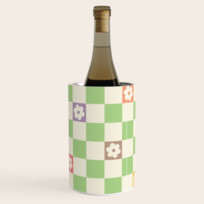 Colorful Flowers Green Check  Wine Chiller Gallery Image 2