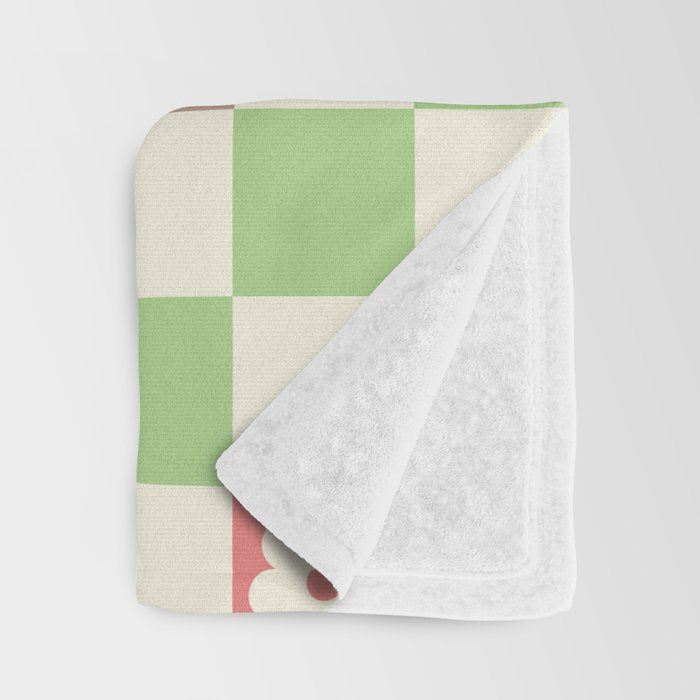 Colorful Flowers Green Check  Throw Blanket Gallery Image 3