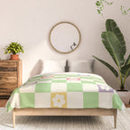 Colorful Flowers Green Check  Comforter Gallery Image 3