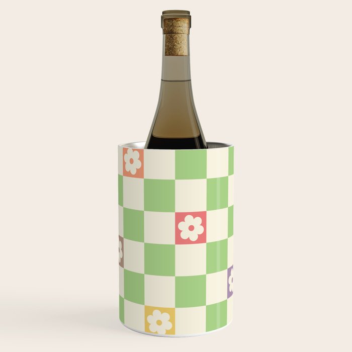 Colorful Flowers Green Check  Wine Chiller Gallery Image 1