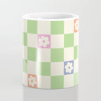 Colorful Flowers Green Check  Coffee Mug Gallery Image 4