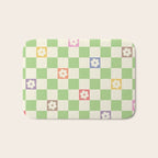 Colorful Flowers Green Check  Bath Mat Gallery Image 1