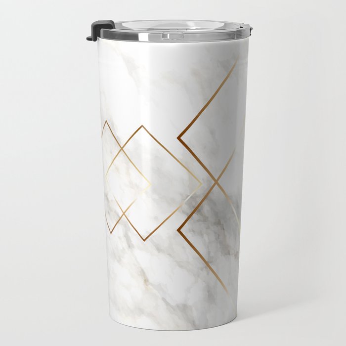 White Marble Gold Diamond Travel Mug Gallery Image 3
