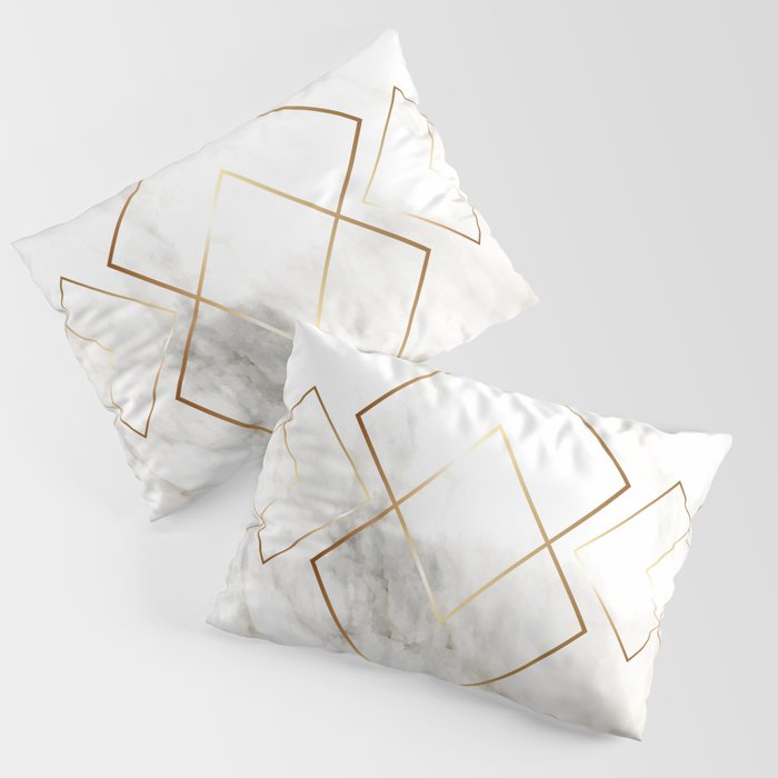 White Marble Gold Diamond Pillow Sham Gallery Image 1