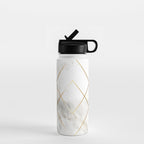 White Marble Gold Diamond Water Bottle Gallery Image 1