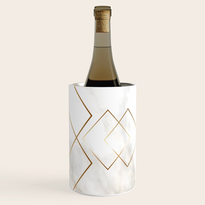 White Marble Gold Diamond Wine Chiller Gallery Image 3
