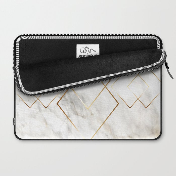White Marble Gold Diamond Laptop Sleeve Gallery Image 2