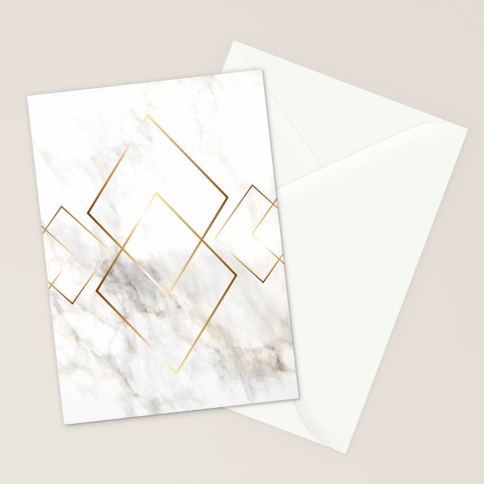 White Marble Gold Diamond Stationery Card Gallery Image 2