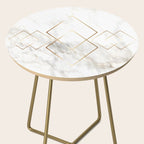 White Marble Gold Diamond Side Table Gallery Image 2