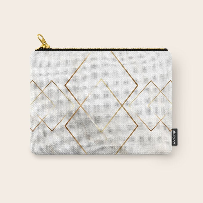 White Marble Gold Diamond Carry All Pouch Gallery Image 1