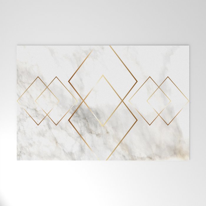 White Marble Gold Diamond Welcome Mat Gallery Image 1