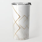 White Marble Gold Diamond Travel Mug Gallery Image 2