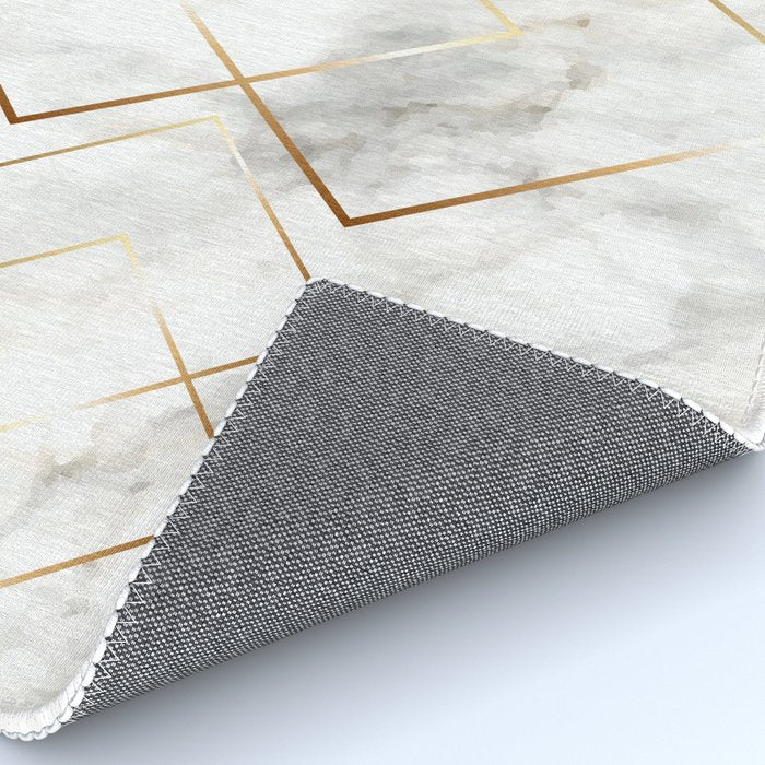 White Marble Gold Diamond Rug Gallery Image 4