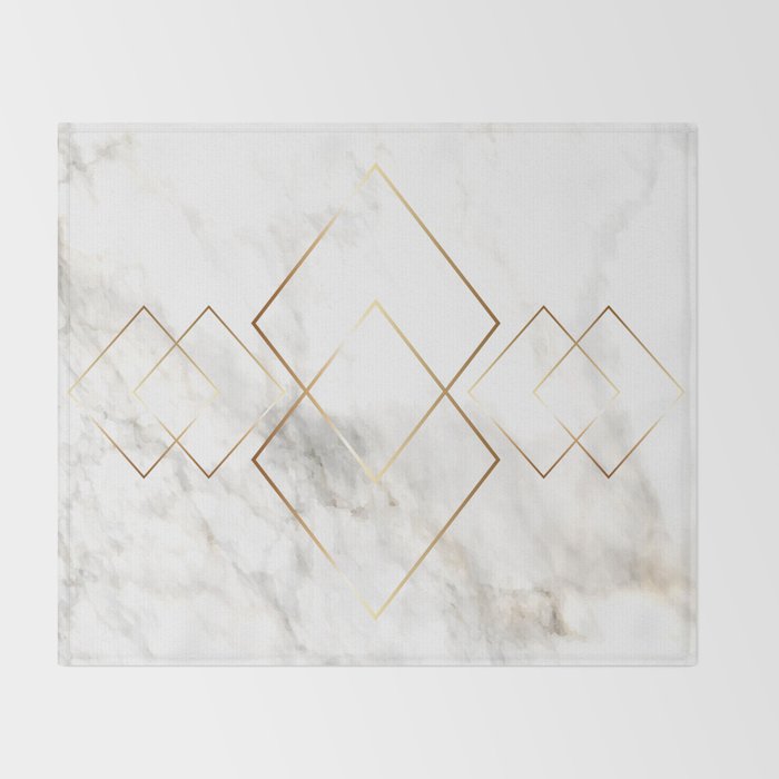 White Marble Gold Diamond Throw Blanket Gallery Image 2