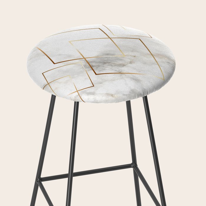 White Marble Gold Diamond Stool Gallery Image 2
