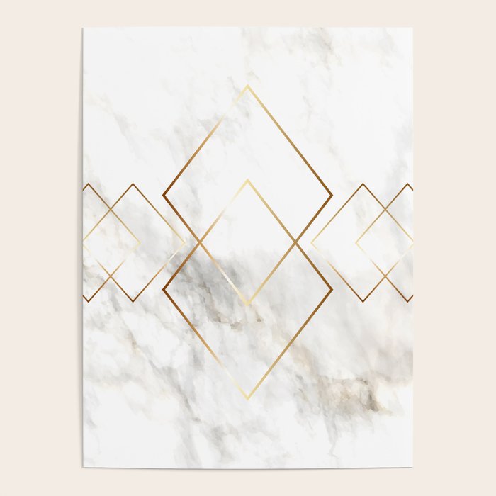 White Marble Gold Diamond Poster Gallery Image 1