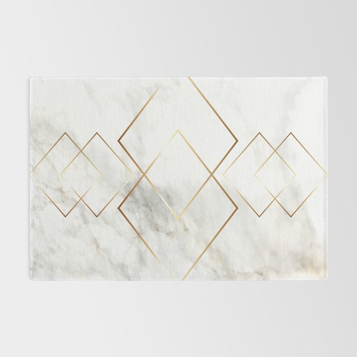 White Marble Gold Diamond Rug Gallery Image 2