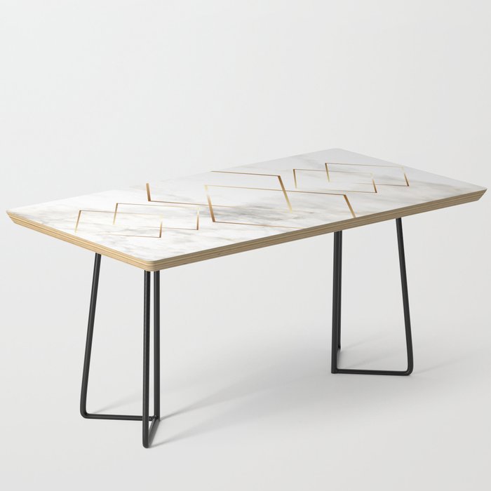 White Marble Gold Diamond Coffee Table Gallery Image 1